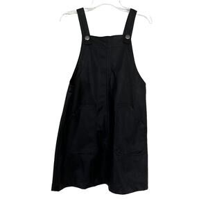 Zara girls black faux leather overall pinafore dress size 11/12